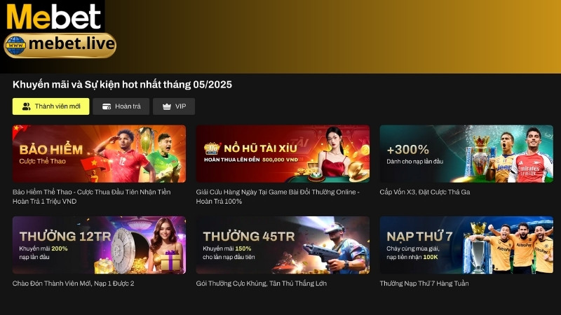 Chương trình khuyến mãi Mebet tháng 5