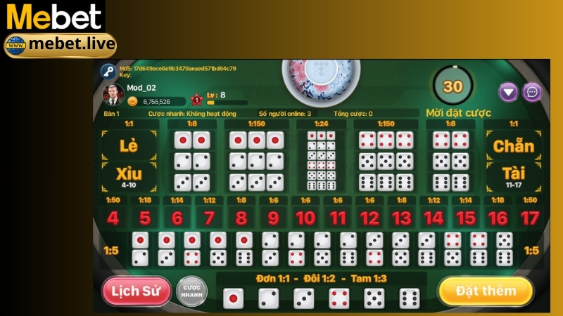 Kinh nghiệm đặt cược tài xỉu Mebet