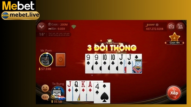 Tiến lên miền nam tại cổng game bài Mebet