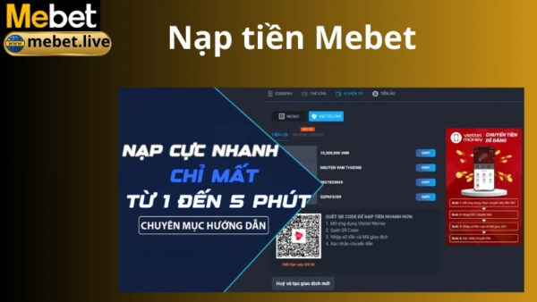 Tổng quan về nạp tiền Mebet